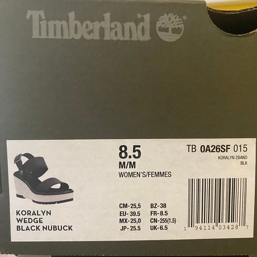 Timberland New Size 8.5M Koralyn Sporty Wedge Sandals in Nubuck‎ Black